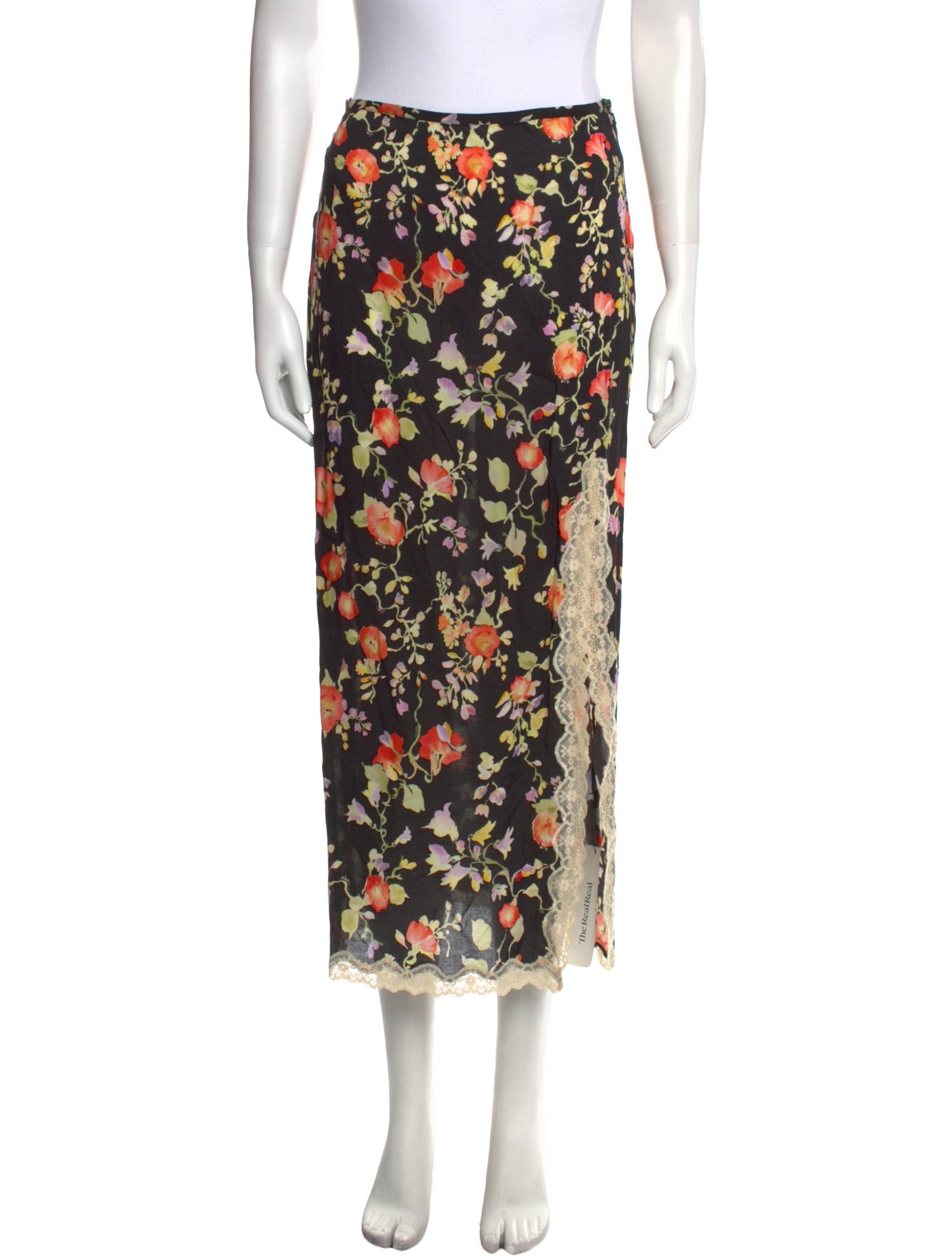 RIXO Floral Print Midi Length Skirt