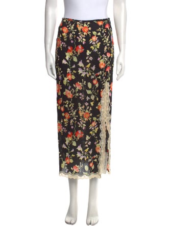 RIXO Floral Print Midi Length Skirt