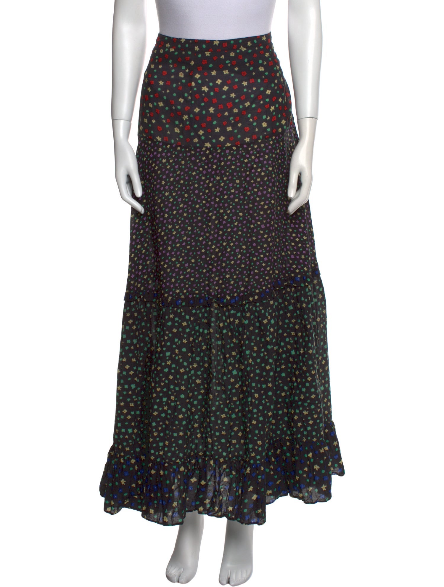 RIXO Silk Long Skirt