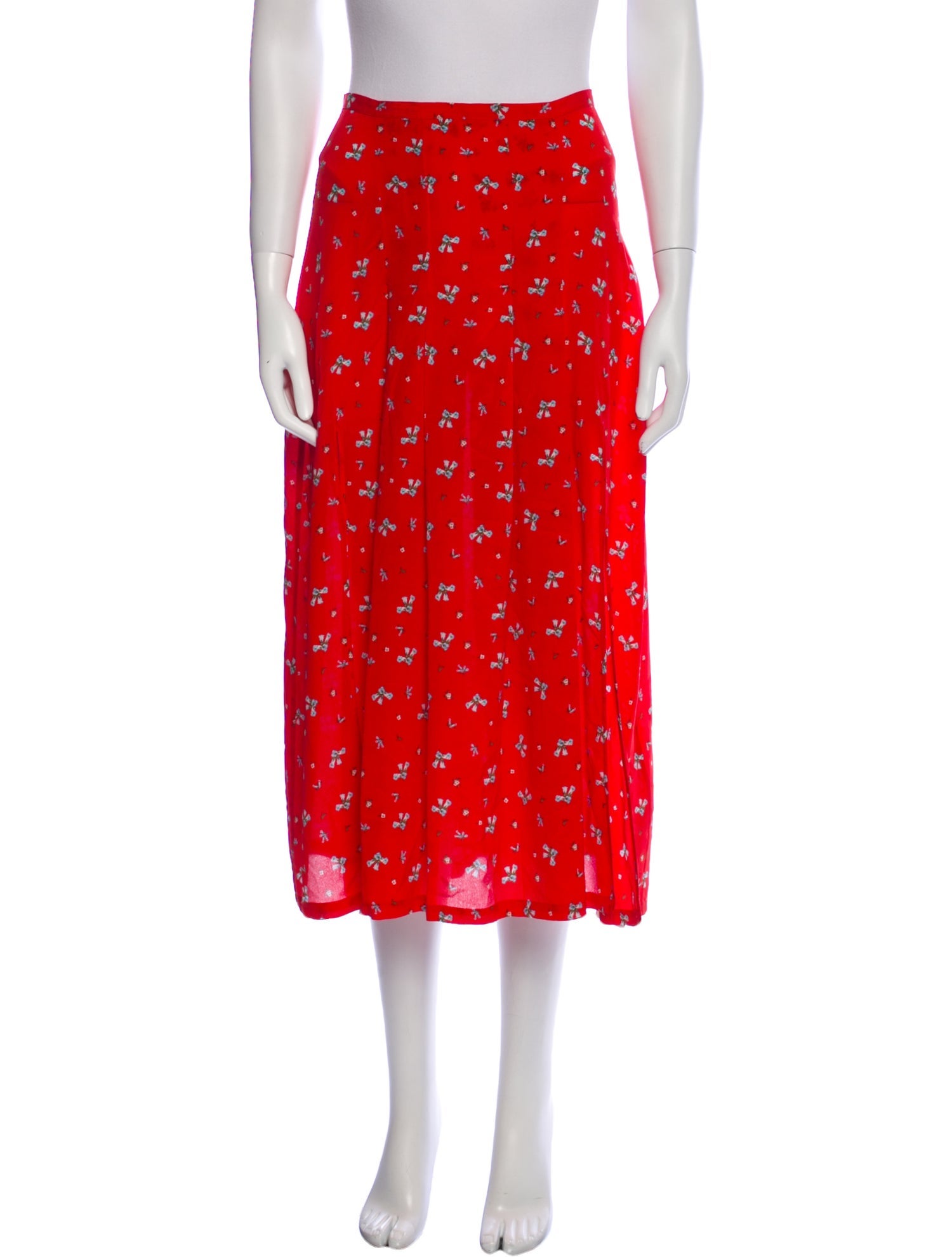 RIXO Silk Midi Length Skirt