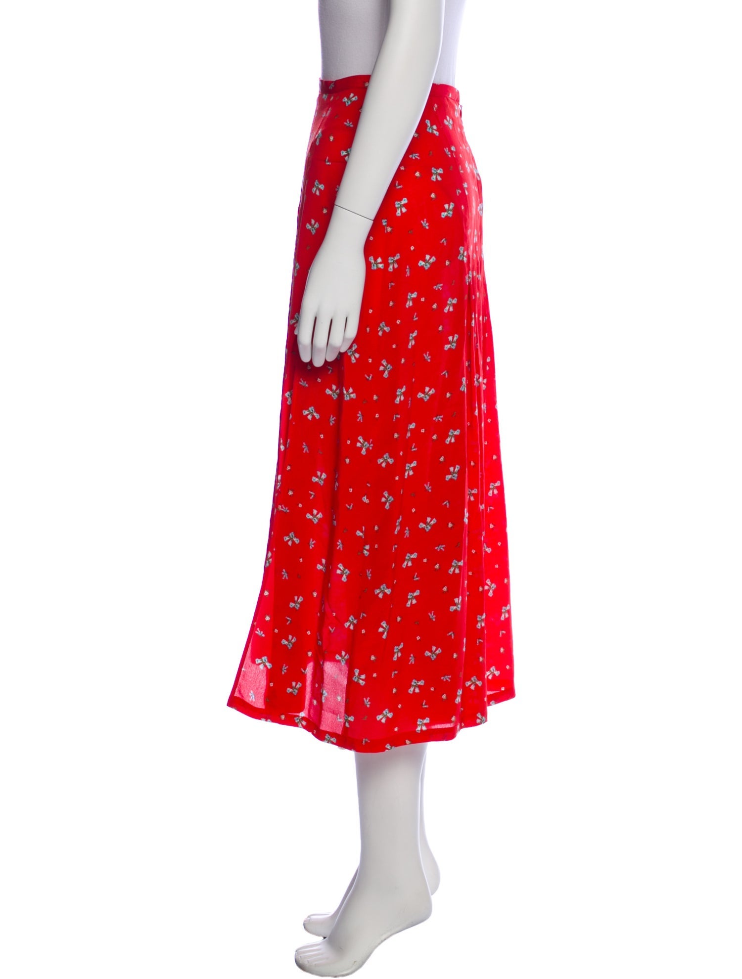 RIXO Silk Midi Length Skirt