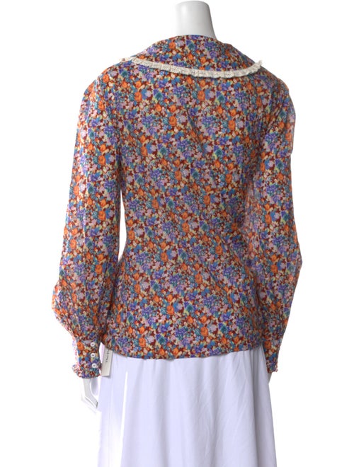 RIXO Floral Print Long Sleeve Button-Up Top