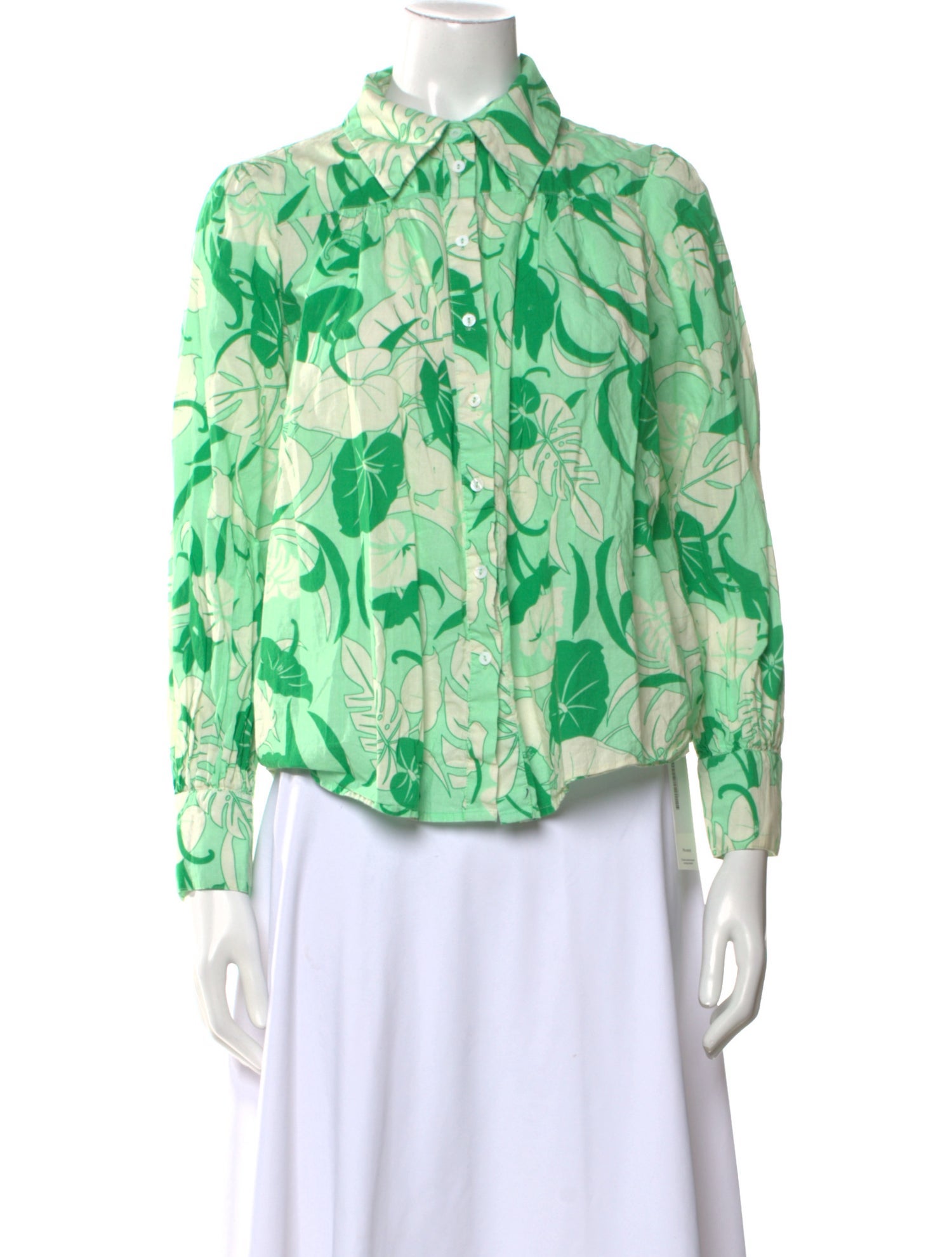 RIXO Floral Print Long Sleeve Button-Up Top