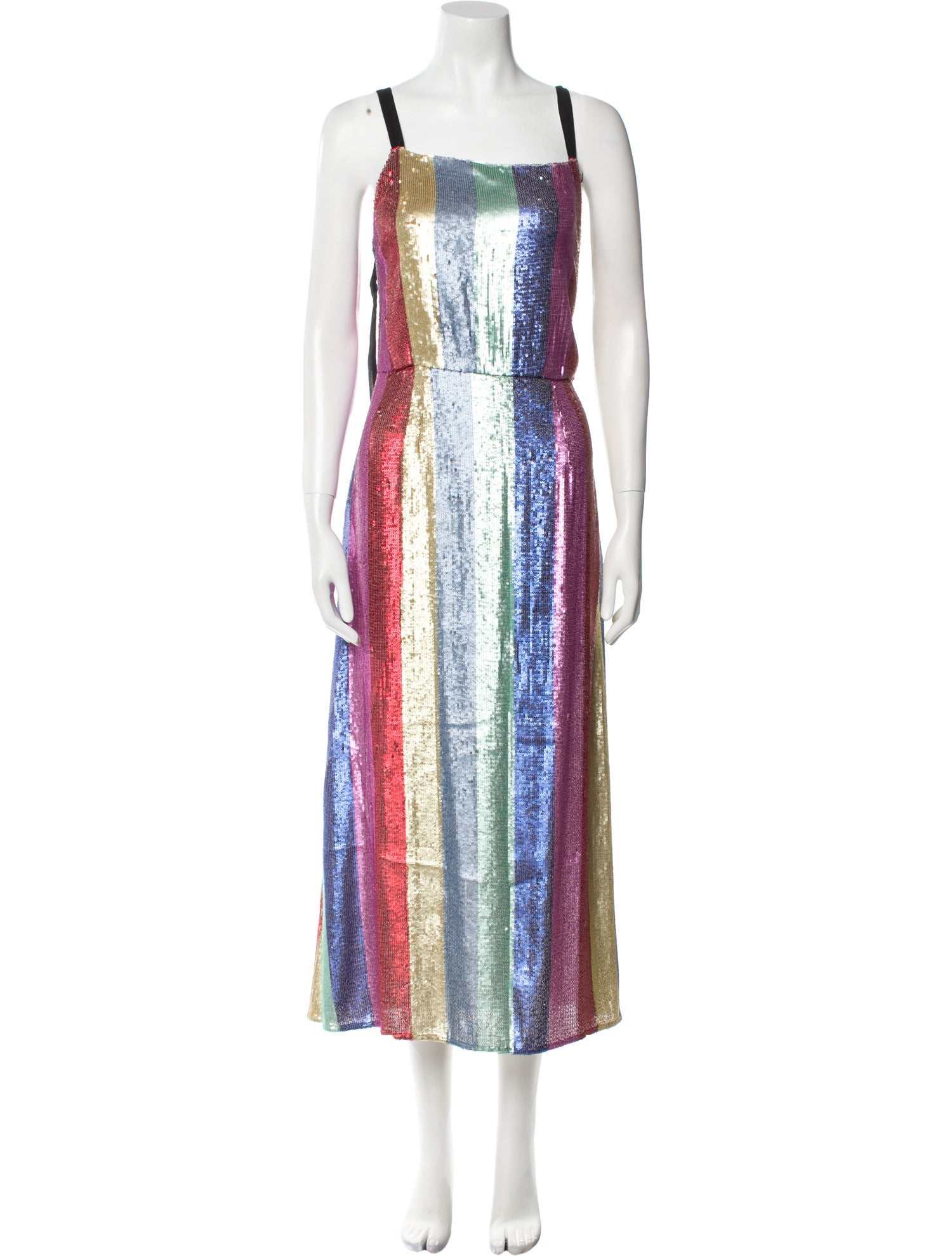 RIXO Striped Long Dress