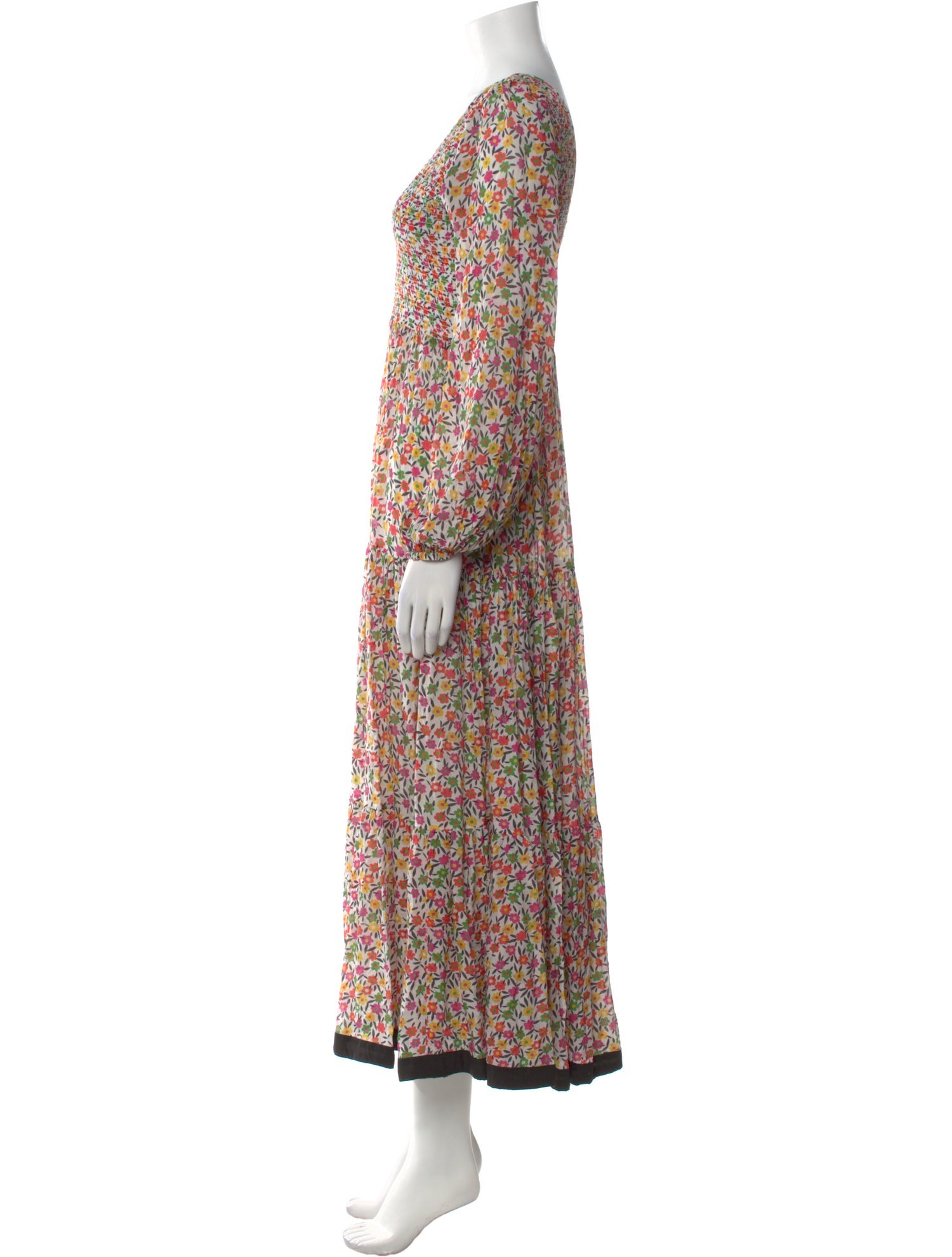 RIXO Floral Print Long Dress