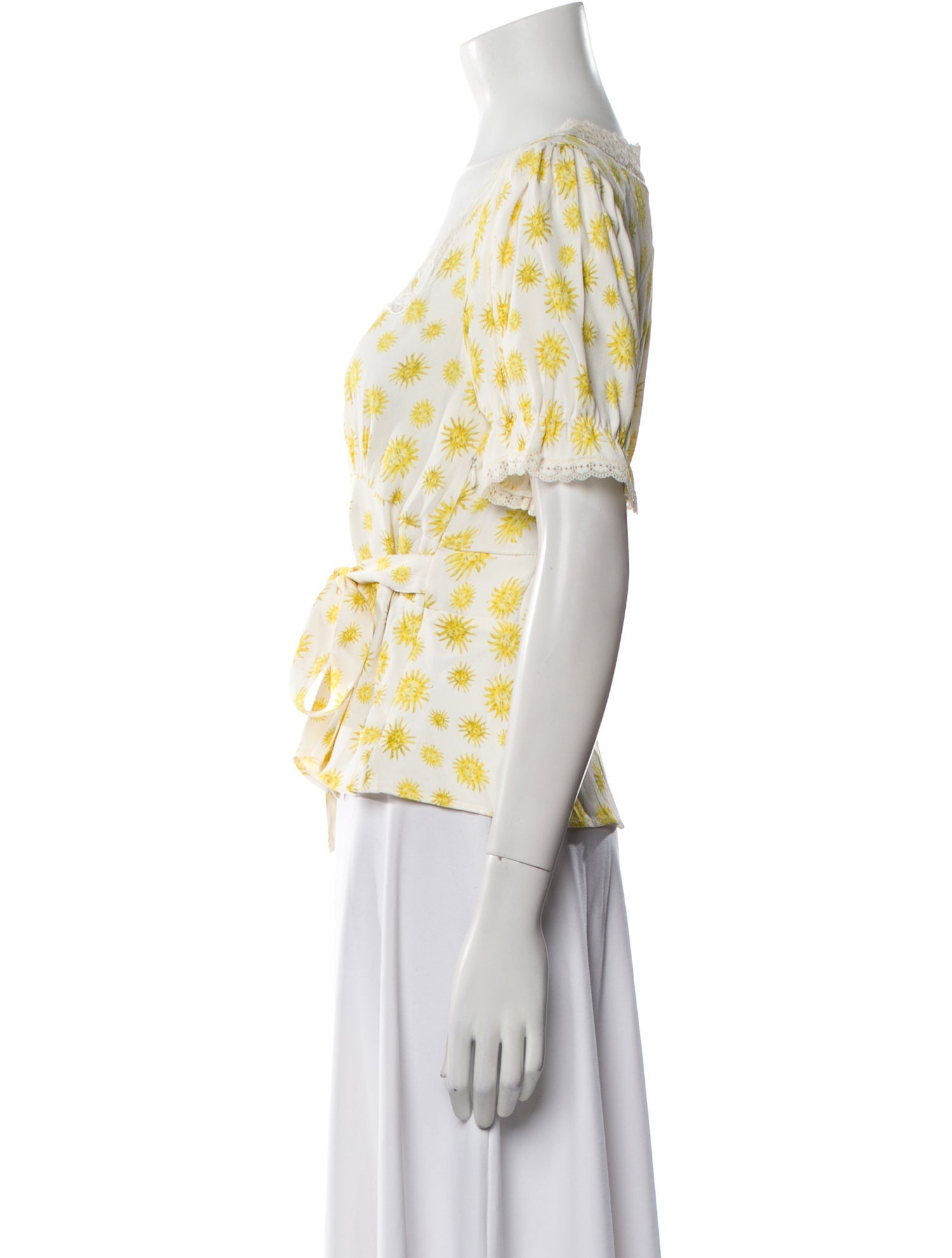 RIXO Floral Print Square Neckline Crop Top