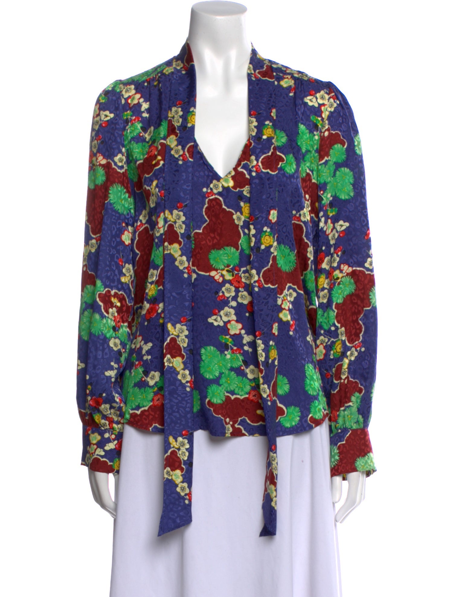 RIXO Silk Floral Print Blouse