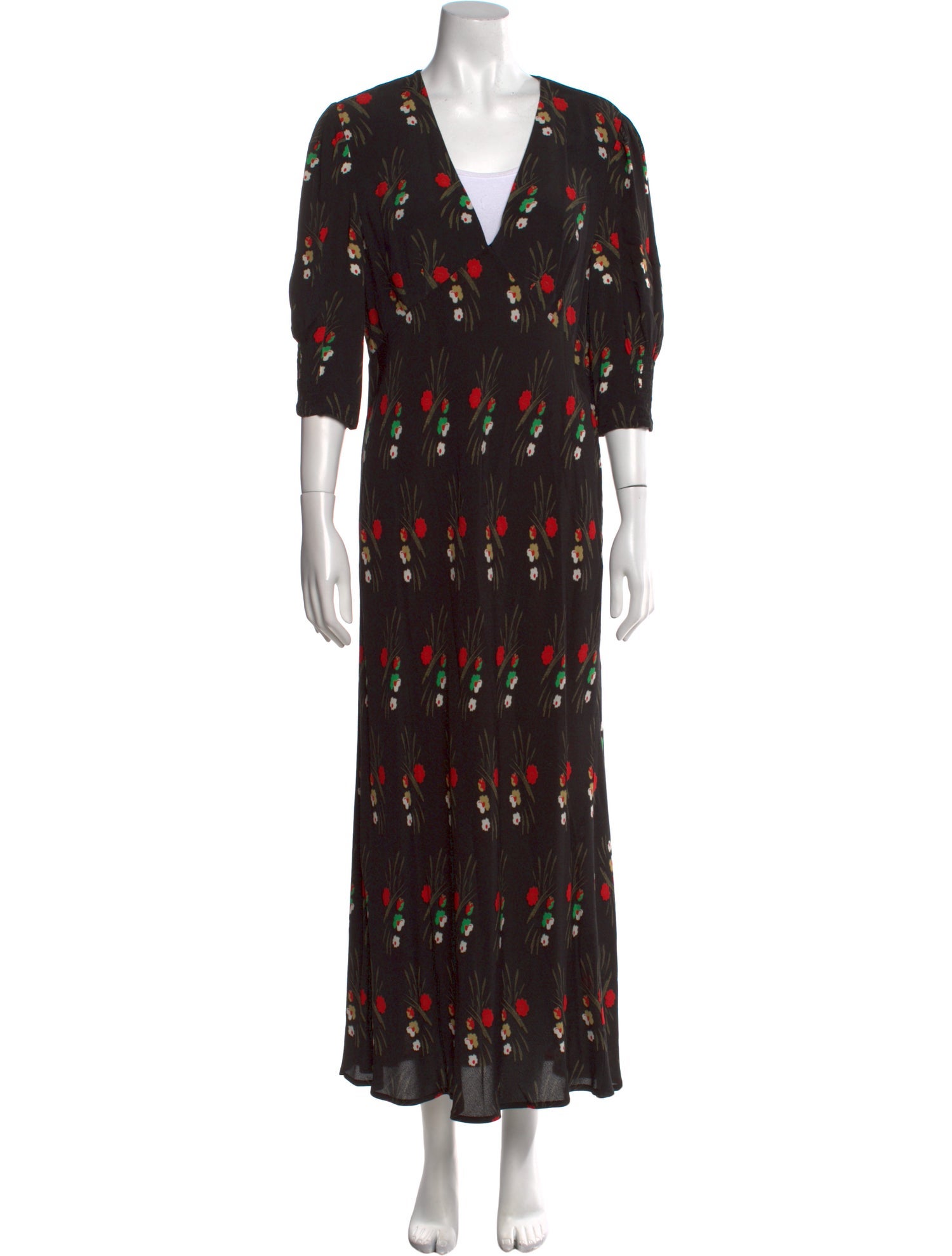 RIXO Printed Long Dress