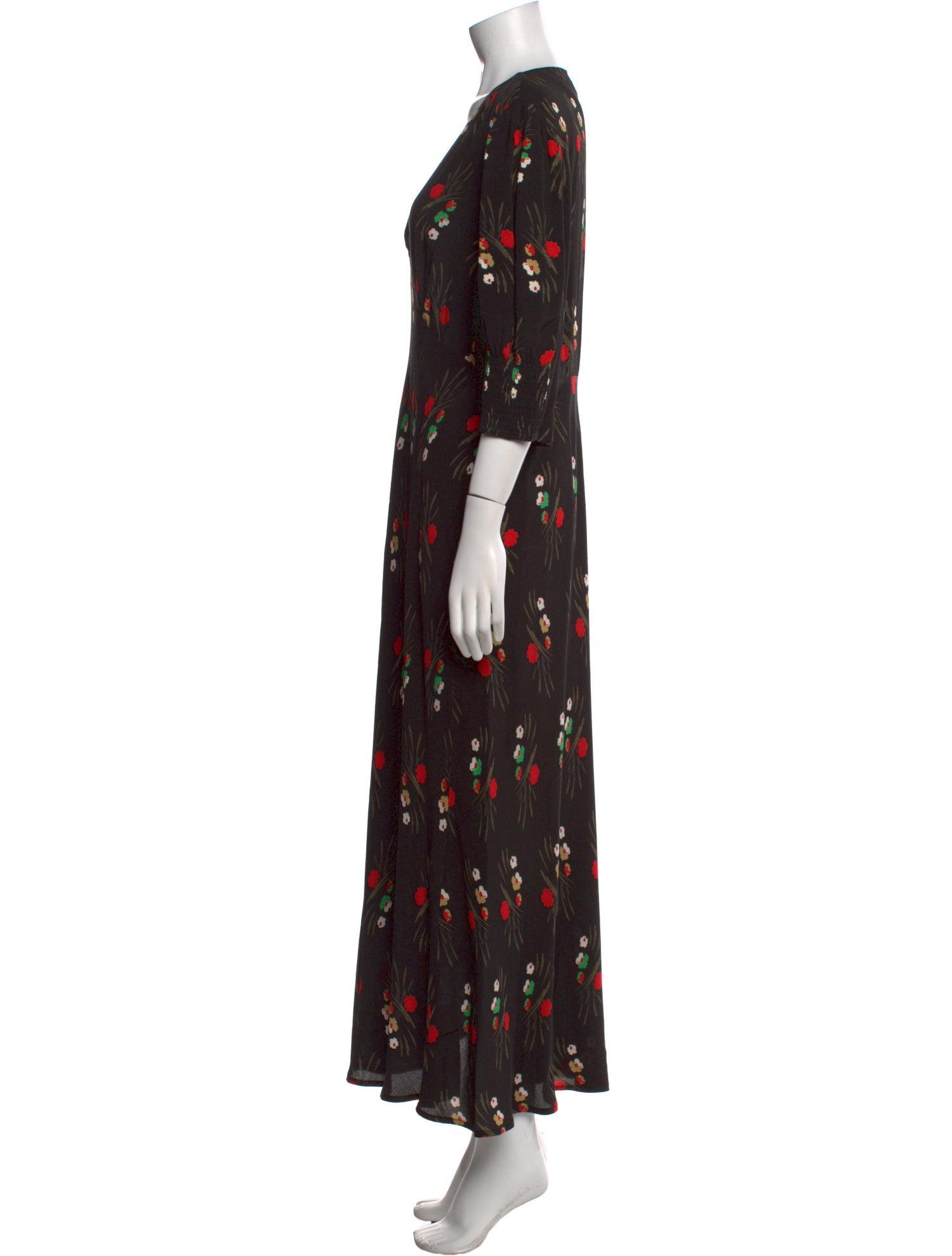 RIXO Printed Long Dress
