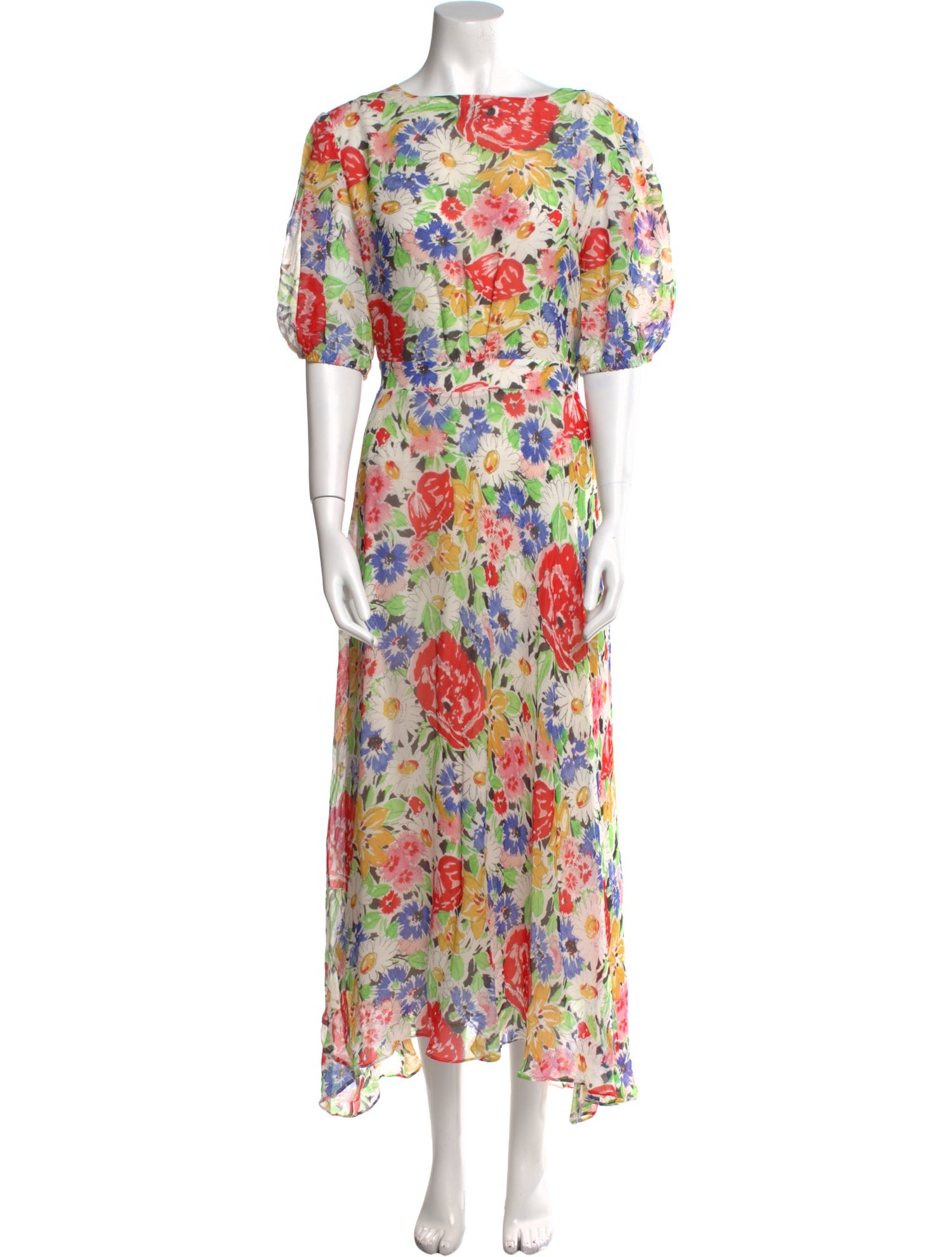 RIXO Silk Midi Length Dress