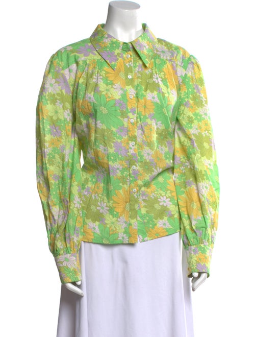 RIXO Floral Print Long Sleeve Button-Up Top