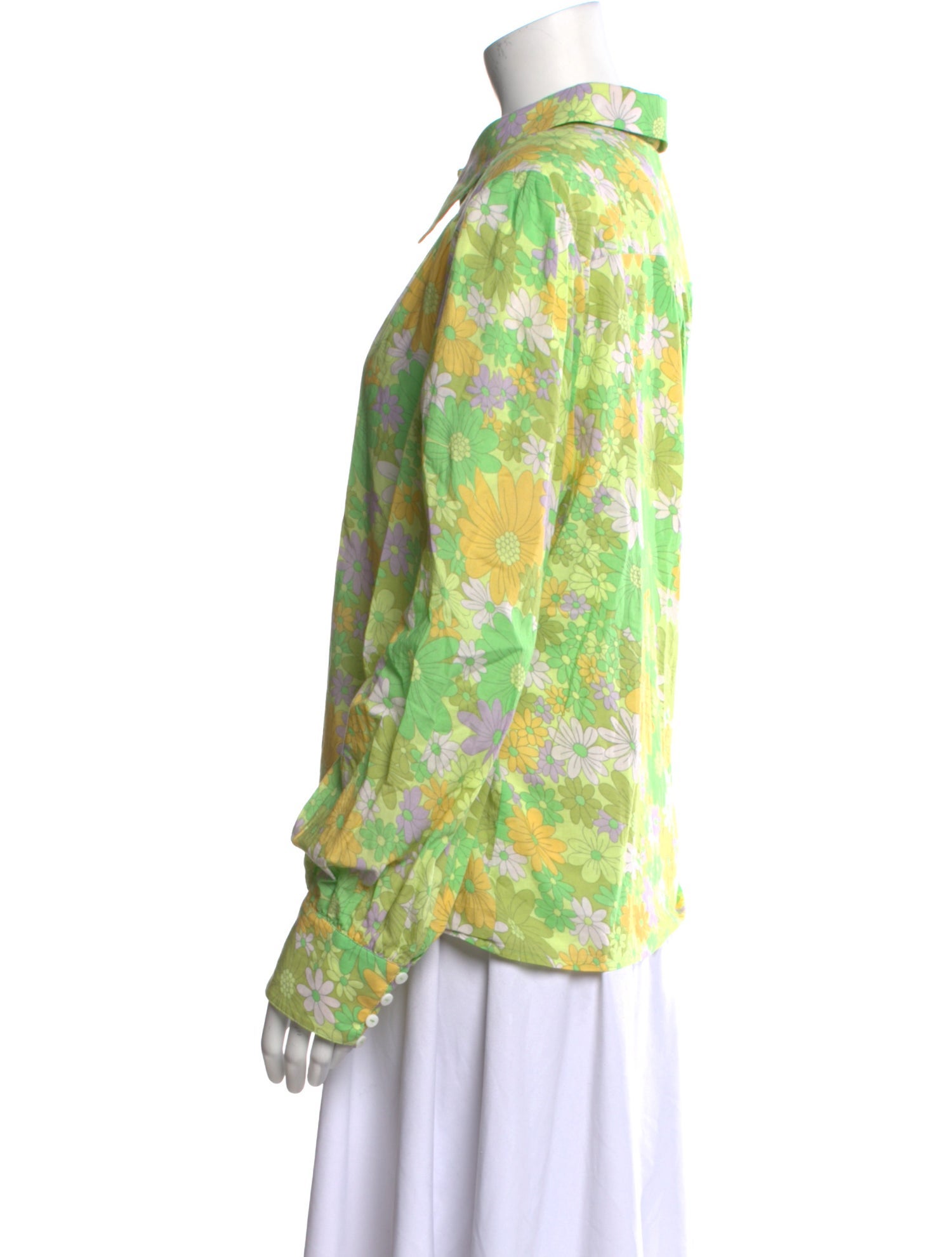 RIXO Floral Print Long Sleeve Button-Up Top