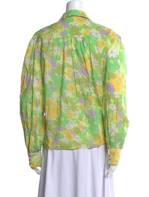 RIXO Floral Print Long Sleeve Button-Up Top