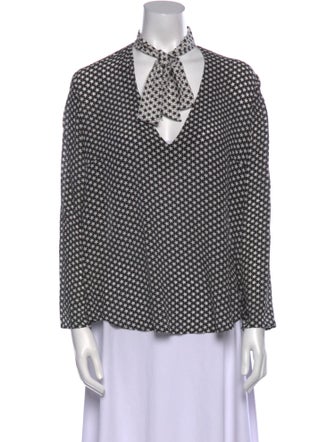 RIXO Silk Printed Blouse