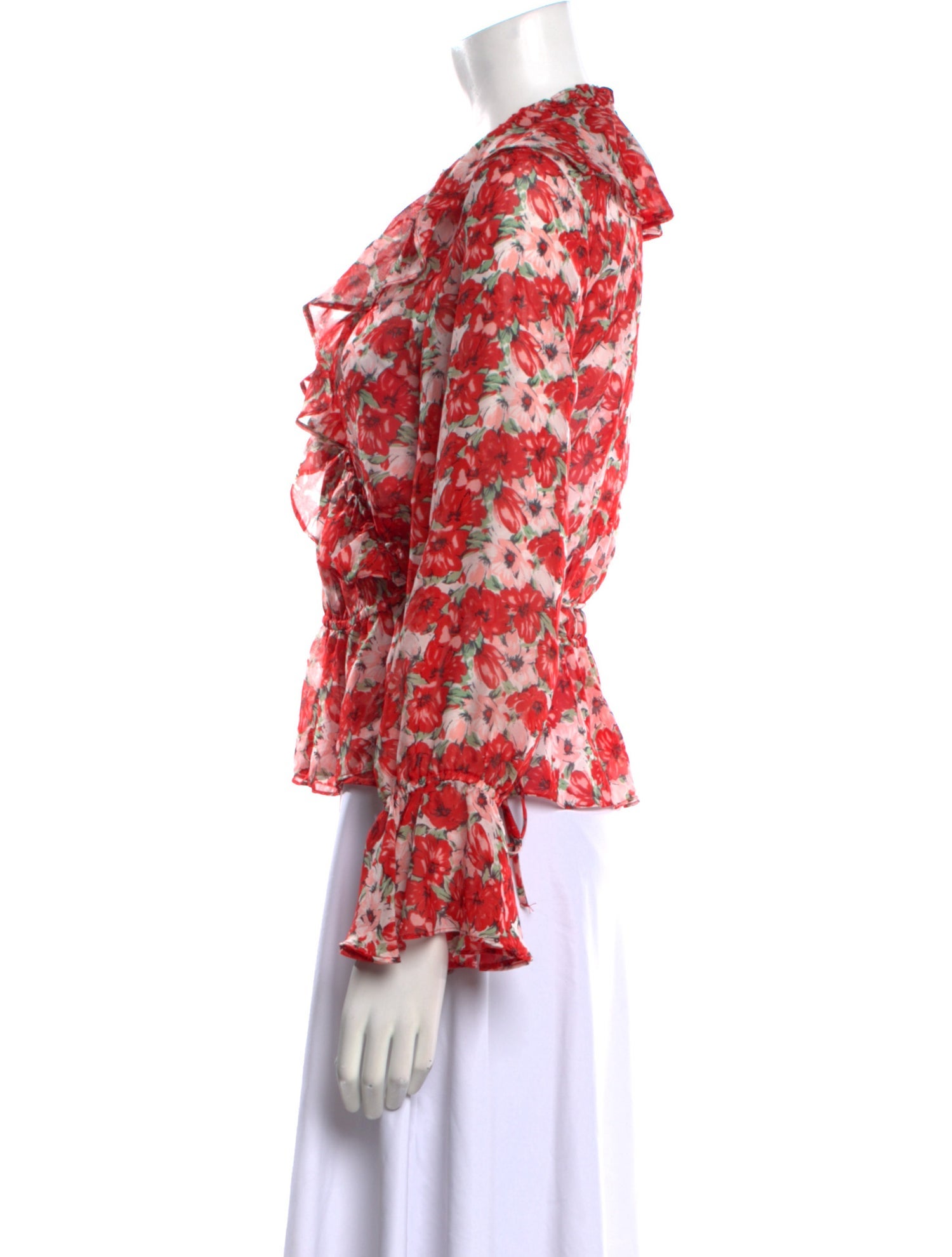RIXO Silk Floral Print Blouse