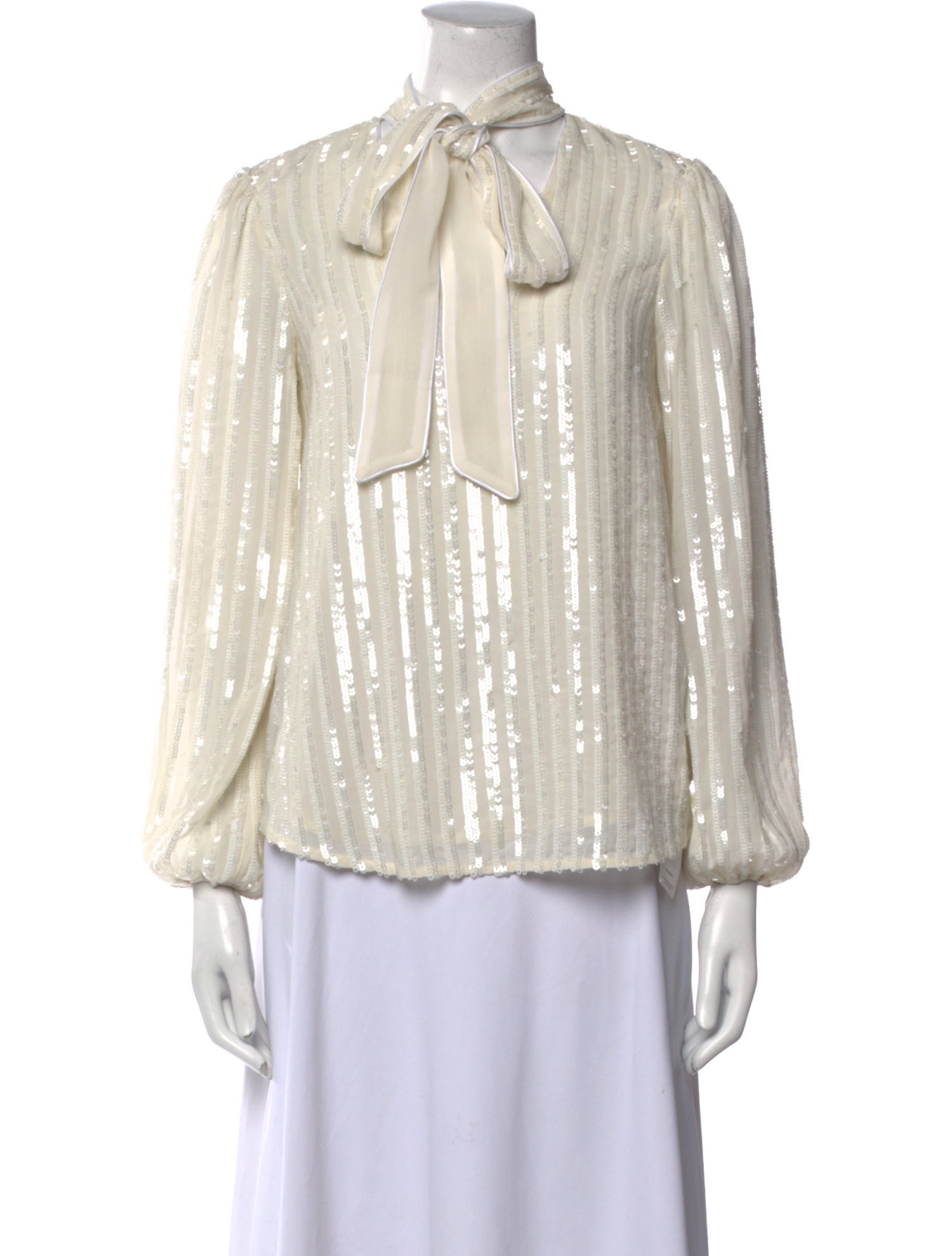 RIXO Mock Neck Three-Quarter Sleeve Blouse