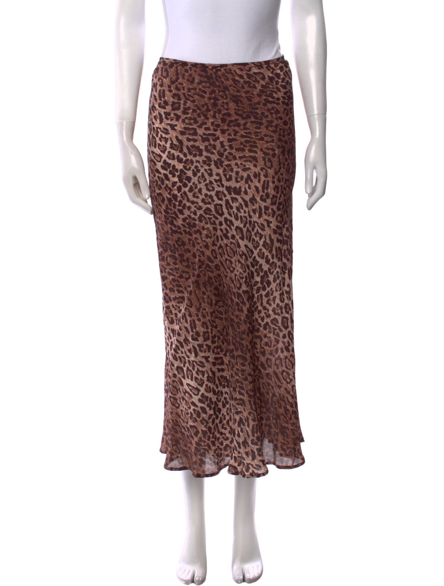 RIXO Silk Midi Length Skirt