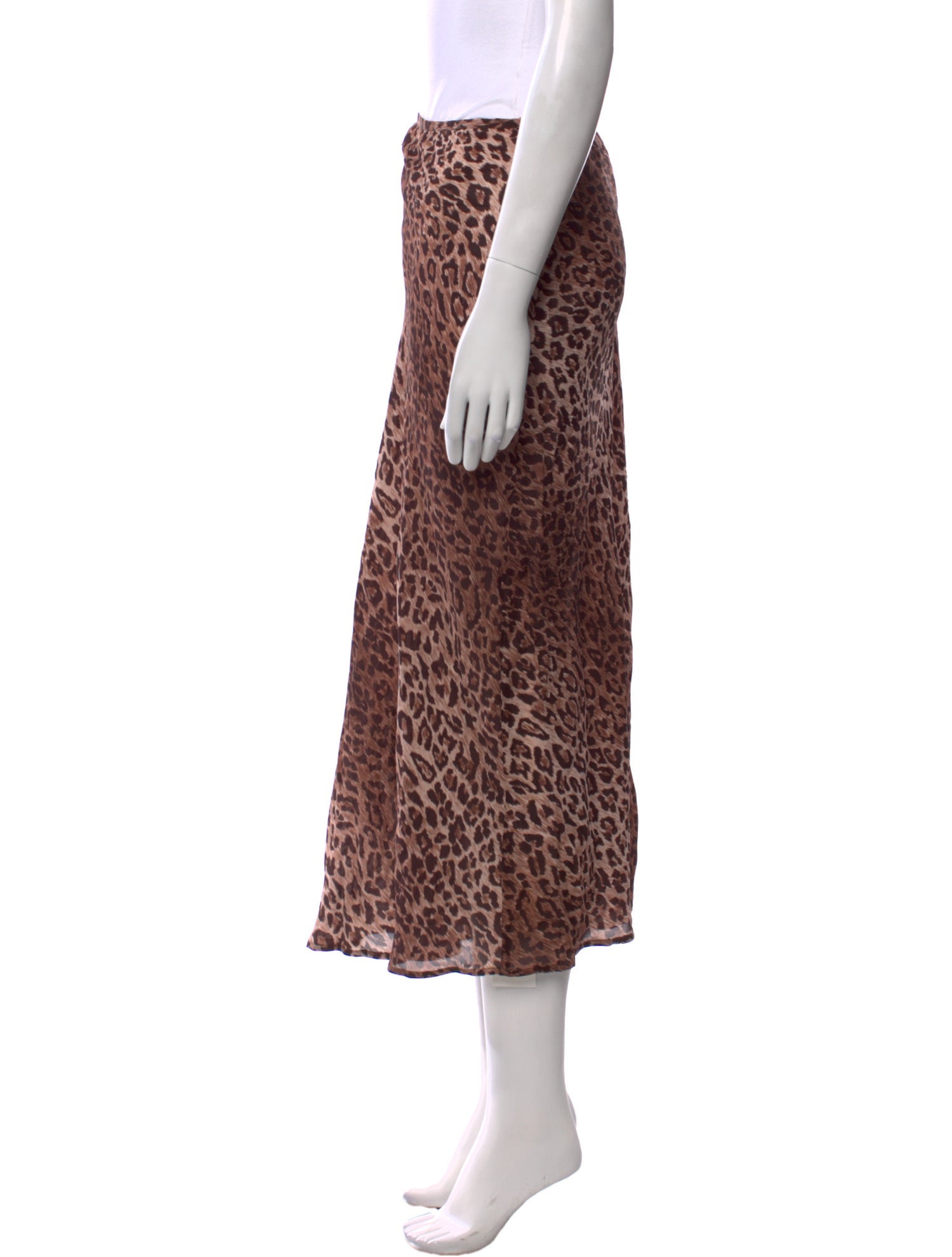 RIXO Silk Midi Length Skirt