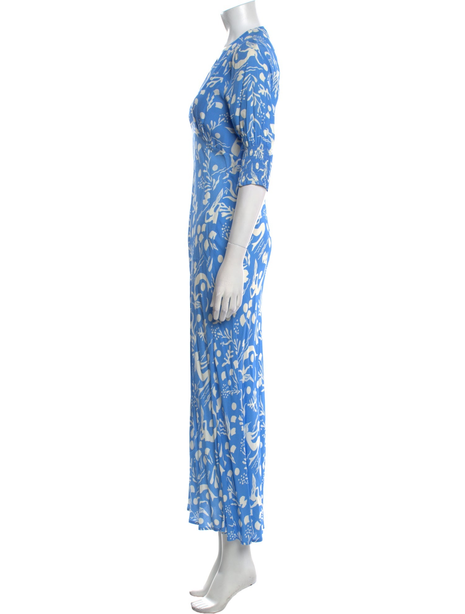 RIXO Floral Print Long Dress