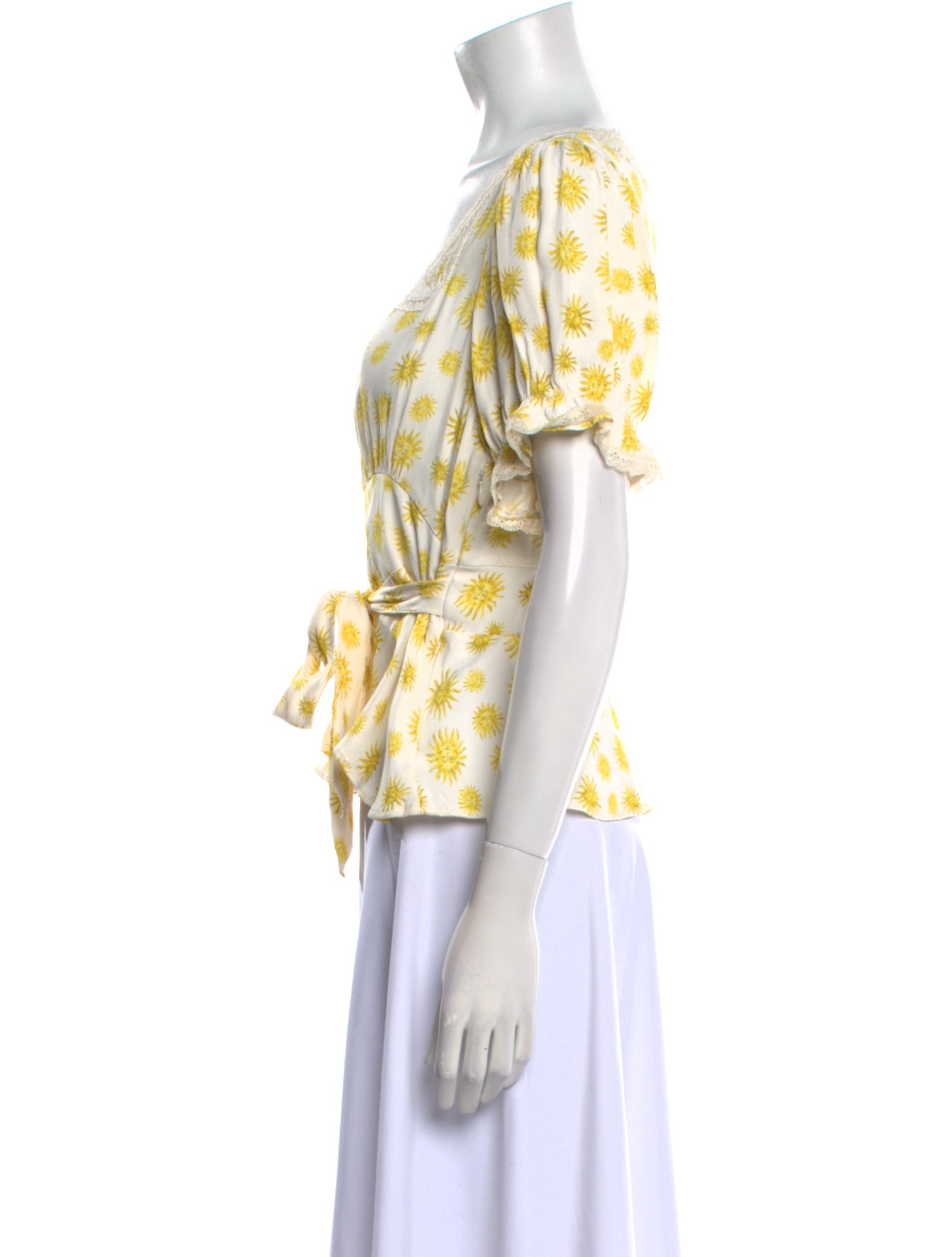 RIXO Floral Print Square Neckline Blouse