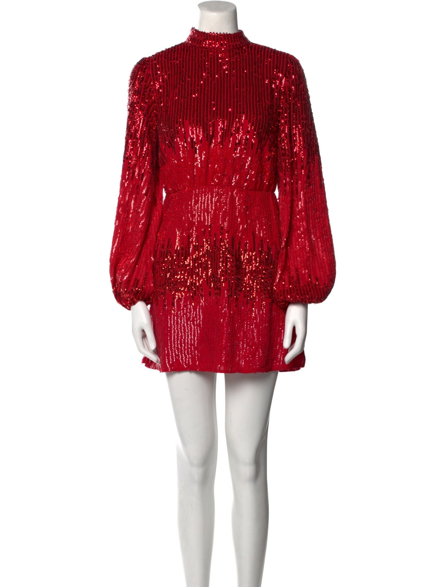 RIXO Mock Neck Mini Dress