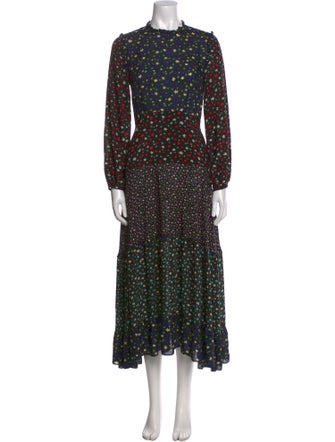 RIXO Printed Long Dress