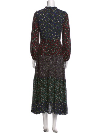 RIXO Printed Long Dress