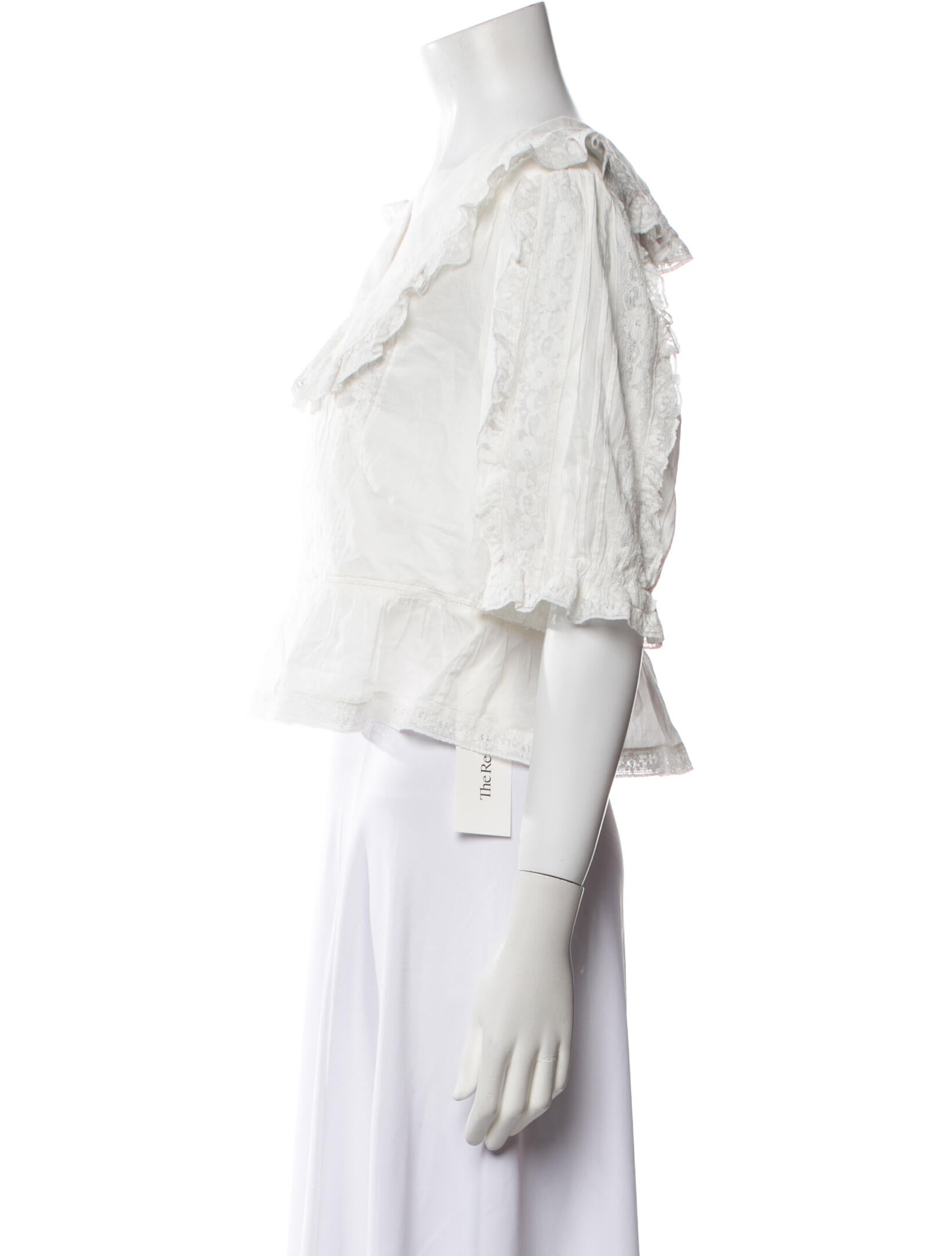 RIXO Three-Quarter Sleeve Crop Top