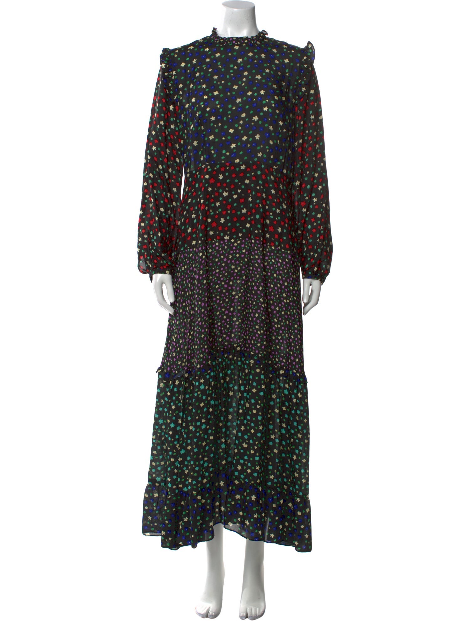 RIXO Printed Long Dress