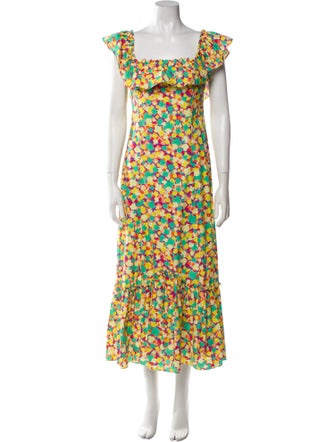 RIXO Floral Print Long Dress