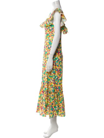 RIXO Floral Print Long Dress