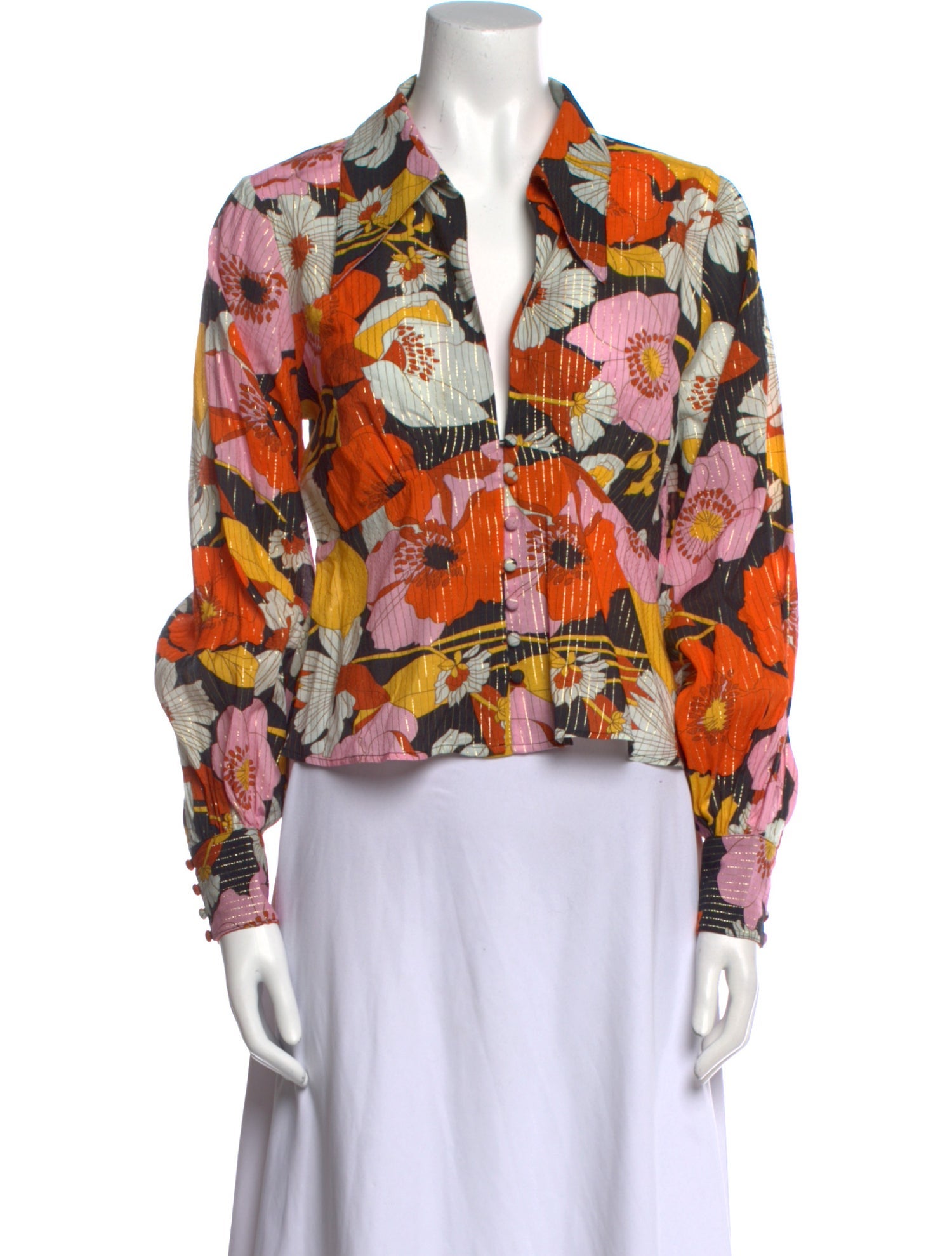 RIXO Floral Print V-Neck Blouse w/ Tags