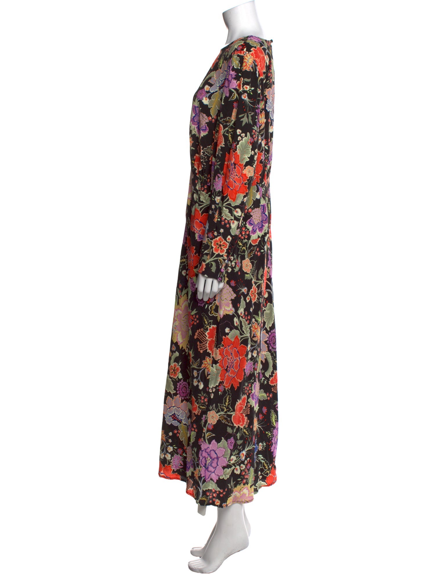 RIXO Floral Print Midi Length Dress