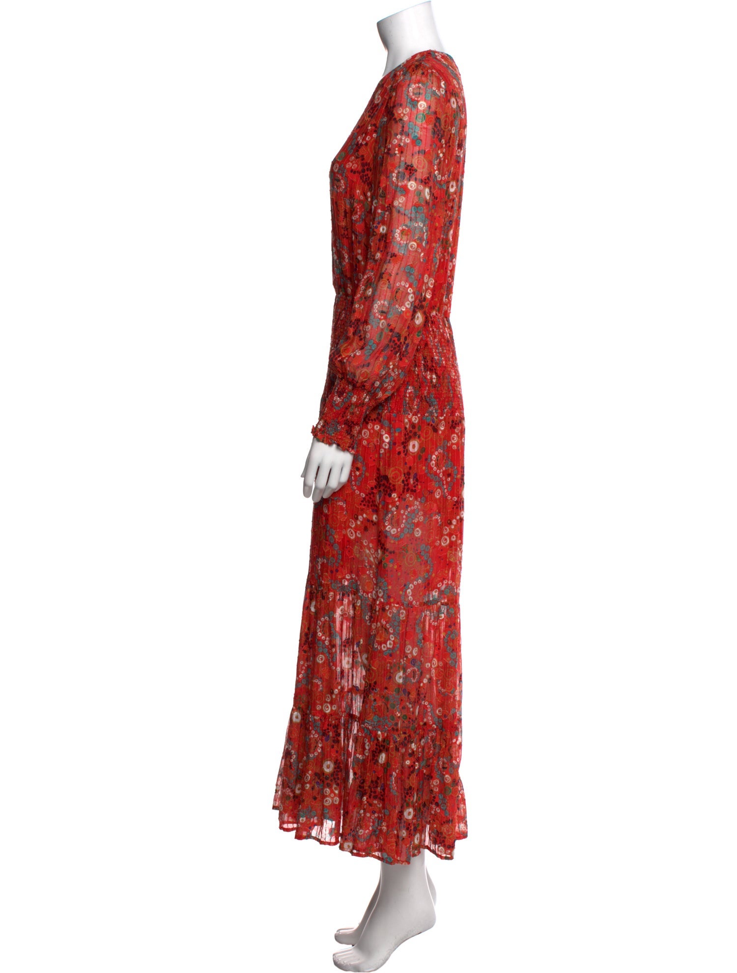 RIXO Floral Print Long Dress