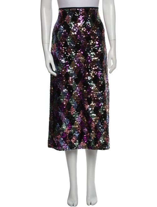 RIXO Sequin Embellishments Midi Length Skirt