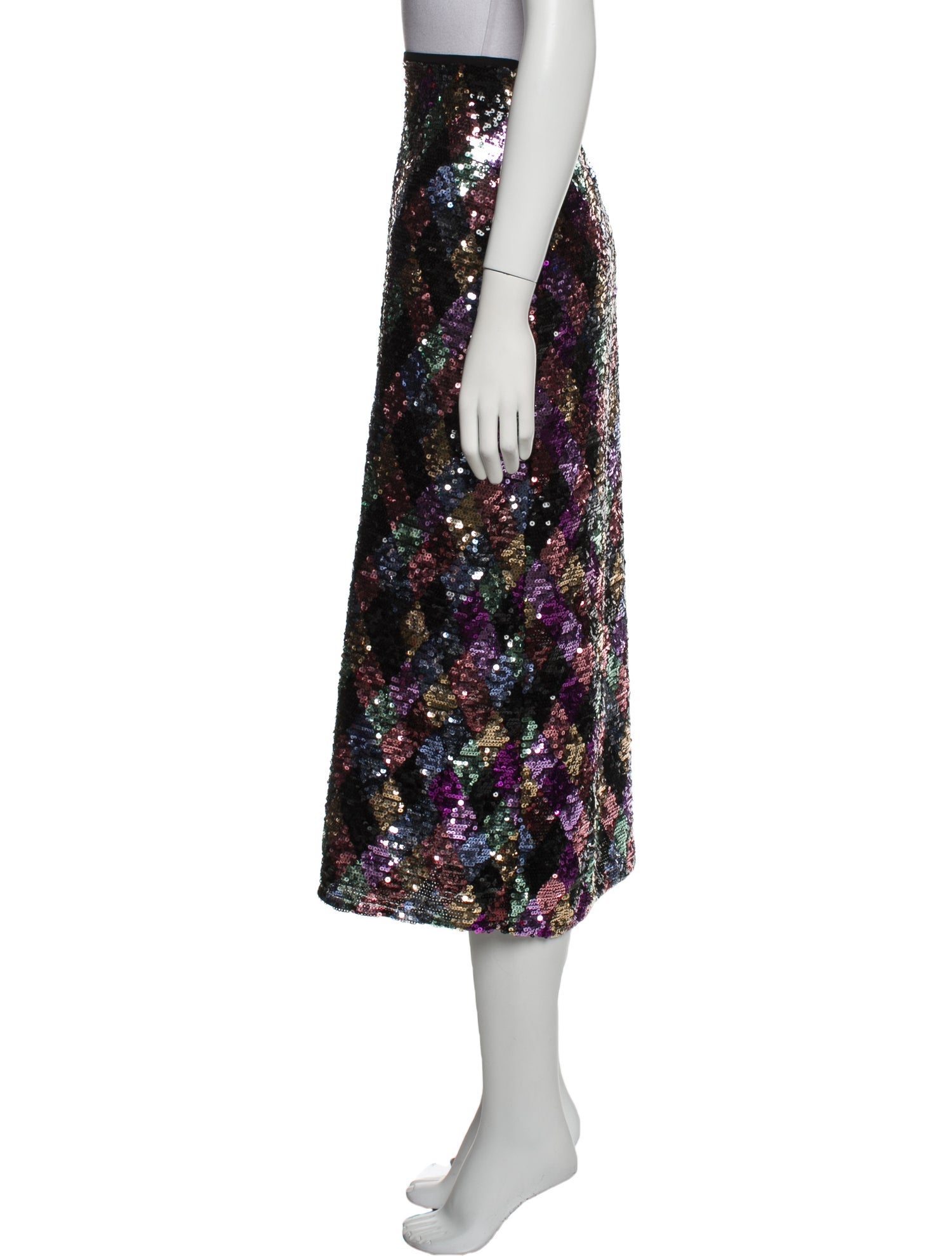 RIXO Sequin Embellishments Midi Length Skirt