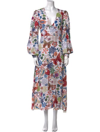 RIXO Floral Print Long Dress