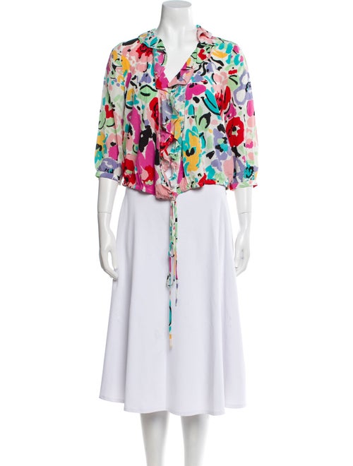 RIXO Silk Floral Print Blouse