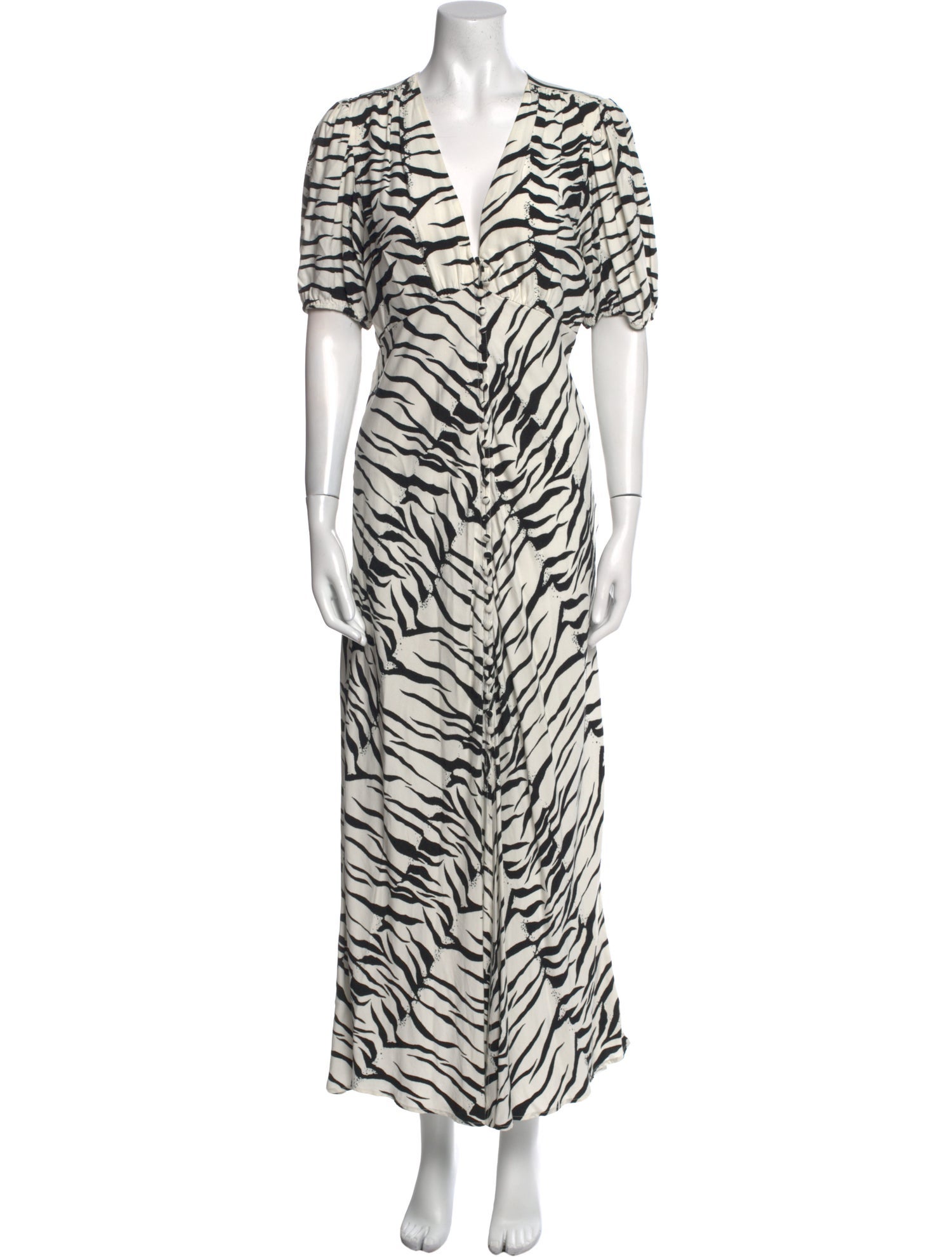RIXO Animal Print Long Dress