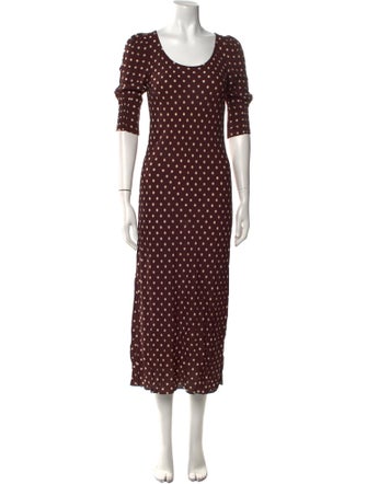 RIXO Polka Dot Print Long Dress