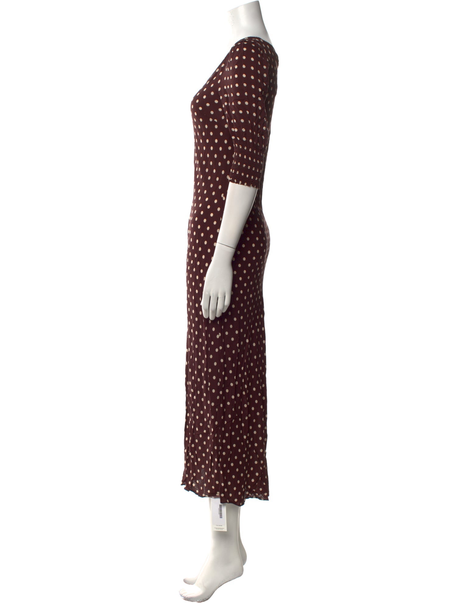 RIXO Polka Dot Print Long Dress