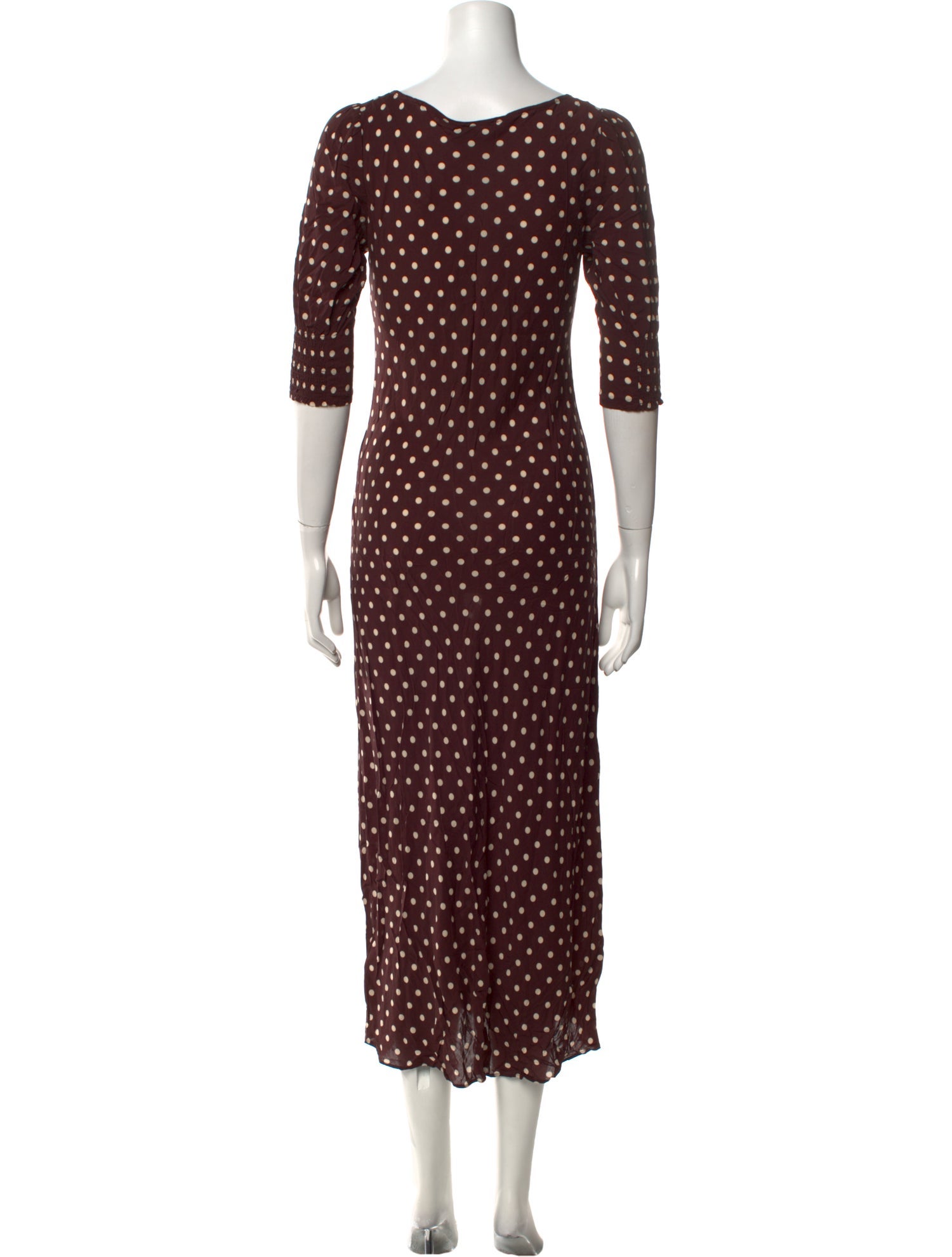 RIXO Polka Dot Print Long Dress