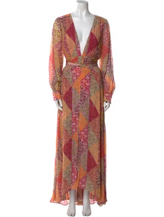 RIXO Floral Print Long Dress