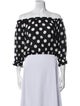 RIXO Polka Dot Print Off-The-Shoulder Crop Top
