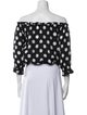 RIXO Polka Dot Print Off-The-Shoulder Crop Top