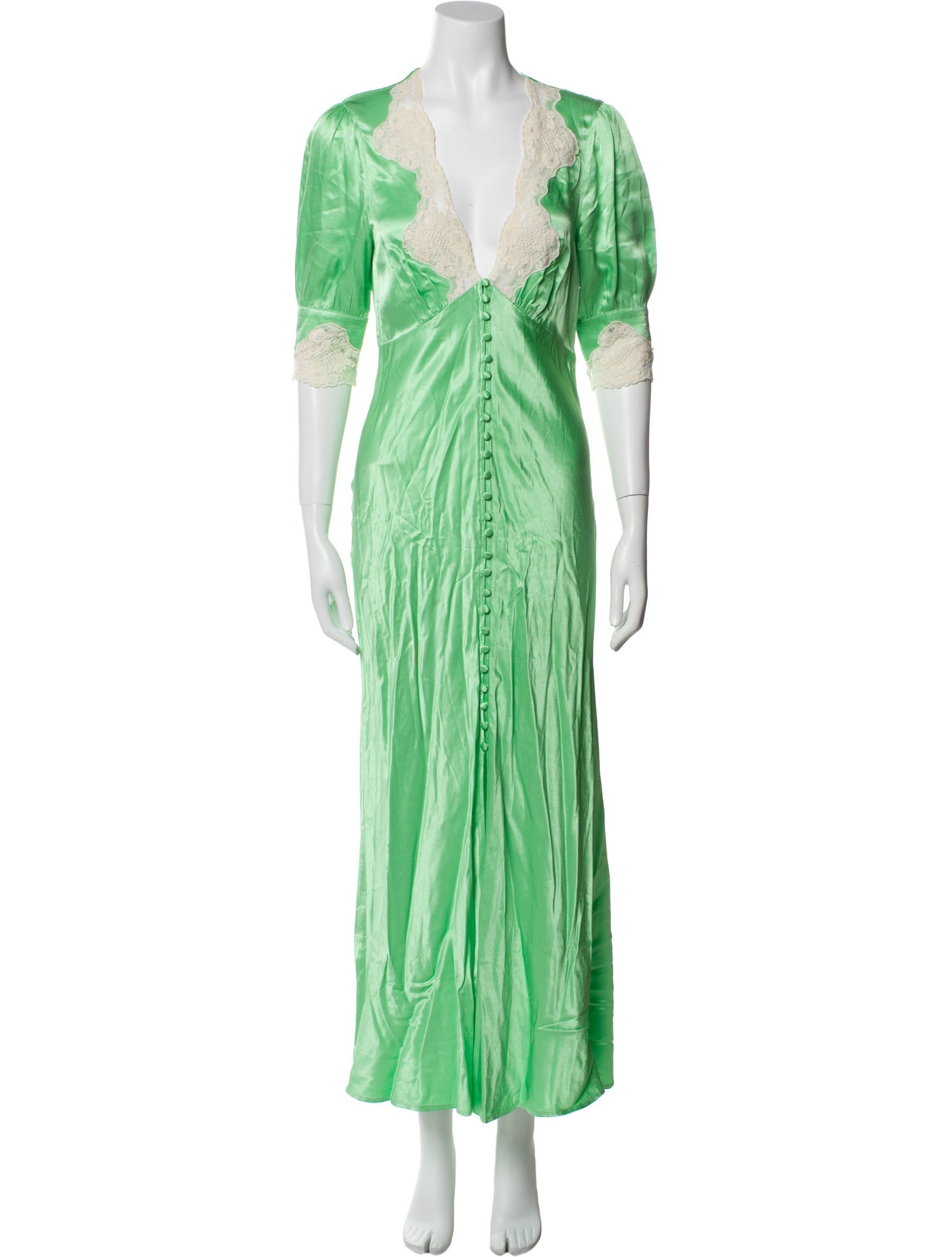 RIXO V-Neck Long Dress