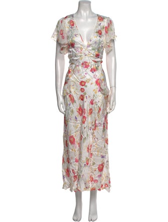 RIXO Floral Print Long Dress