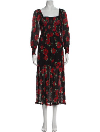 RIXO Floral Print Long Dress