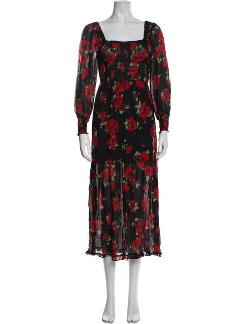 RIXO Floral Print Long Dress
