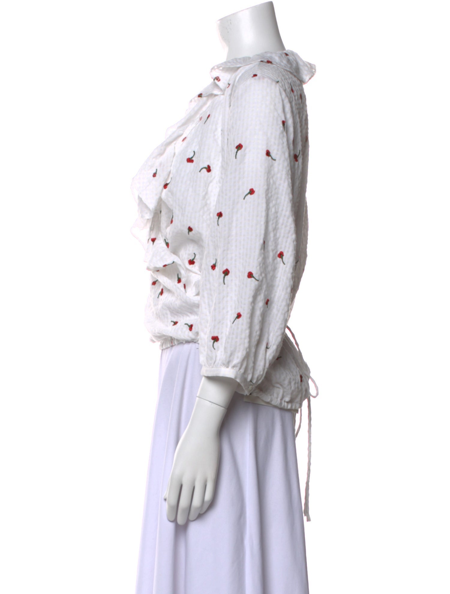 RIXO Printed V-Neck Blouse